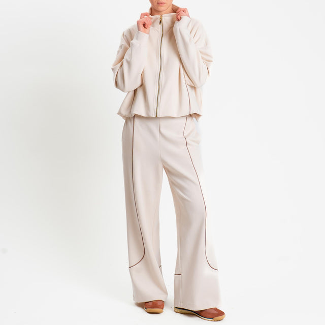 Tensione in-Pantalone felpa wide leg elastico dietro - avorio/moro