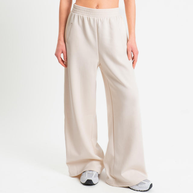 Tensione in-Pantalone wide leg bande laterali - avorio