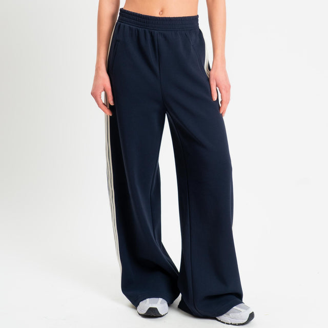 Tensione in-Pantalone wide leg bande laterali - blu