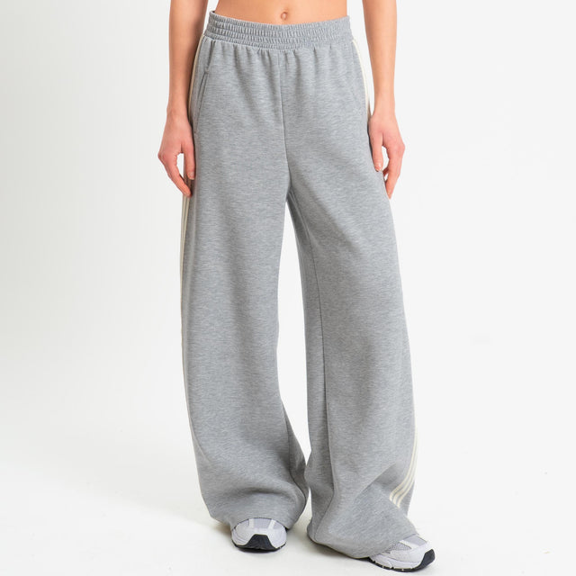 Tensione in-Pantalone wide leg bande laterali - grigio