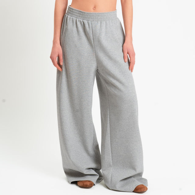 Tensione in-Pantalone wide leg elastico in vita - grigio