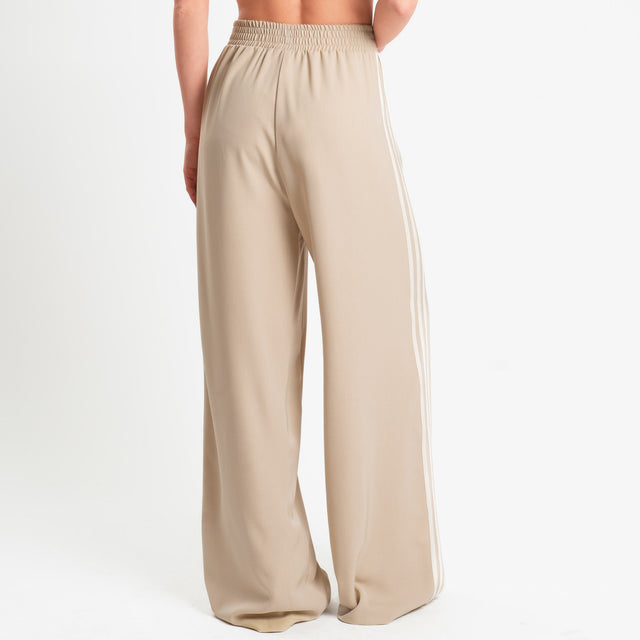 Tensione in-Pantalone wide leg bande laterali - beige