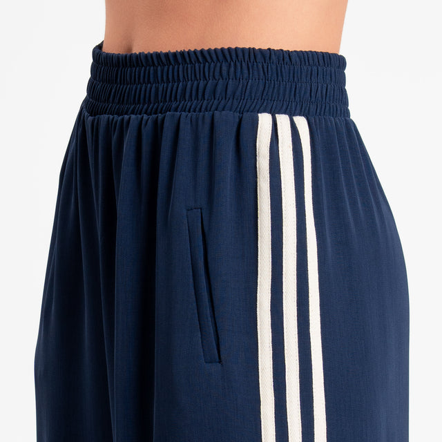 Tensione in-Pantalone wide leg bande laterali - blu