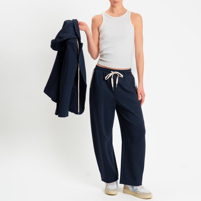 Tensione in-Pantalone barrel bande laterali - blu