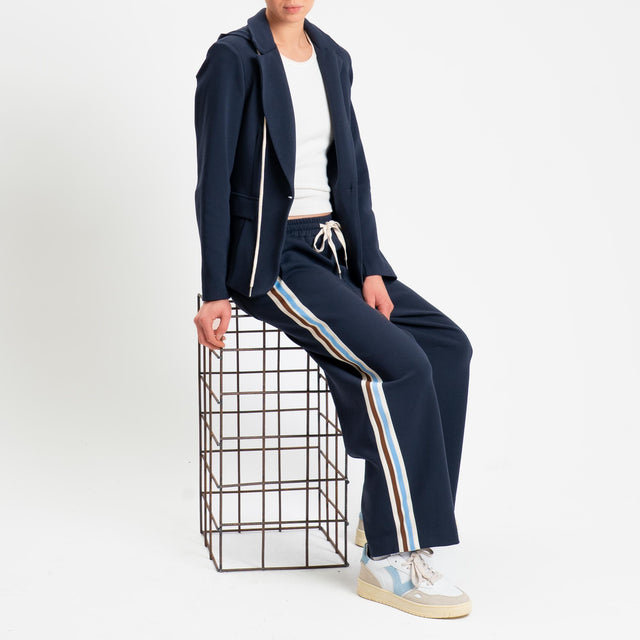 Tensione in-Pantalone barrel bande laterali - blu