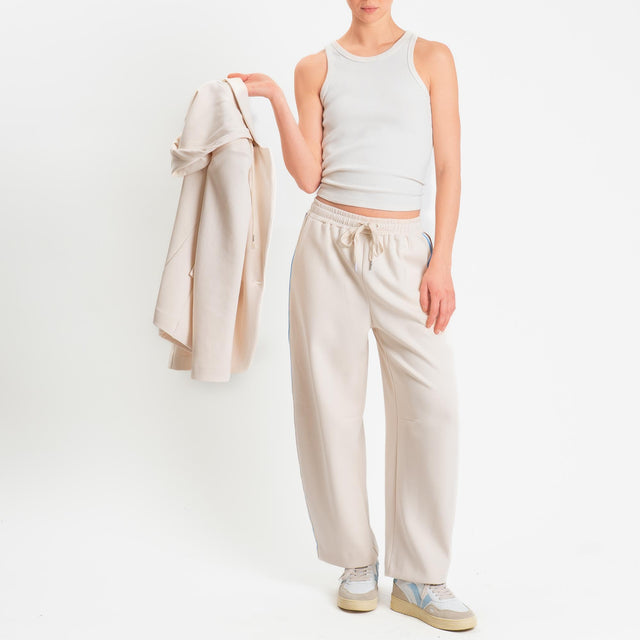 Tensione in-Pantalone barrel bande laterali - avorio