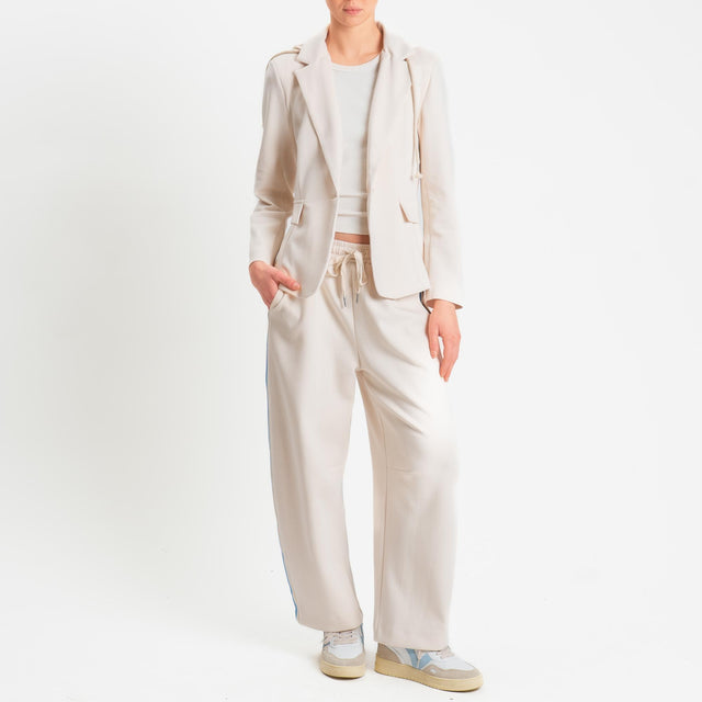 Tensione in-Pantalone barrel bande laterali - avorio