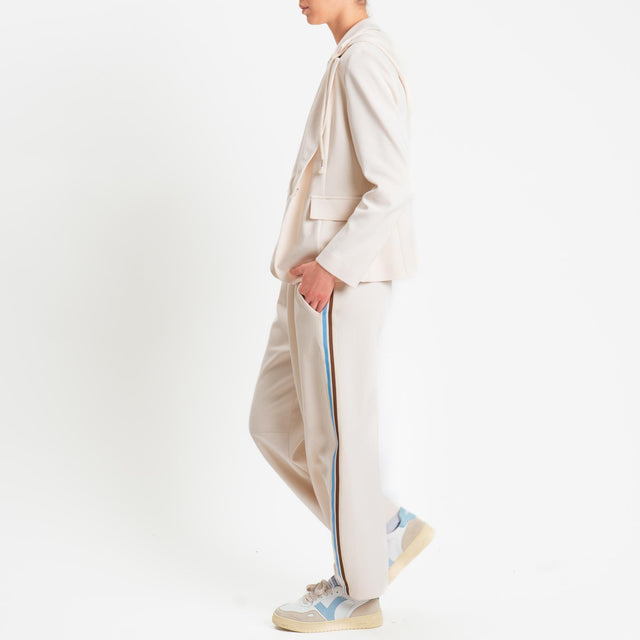 Tensione in-Pantalone barrel bande laterali - avorio