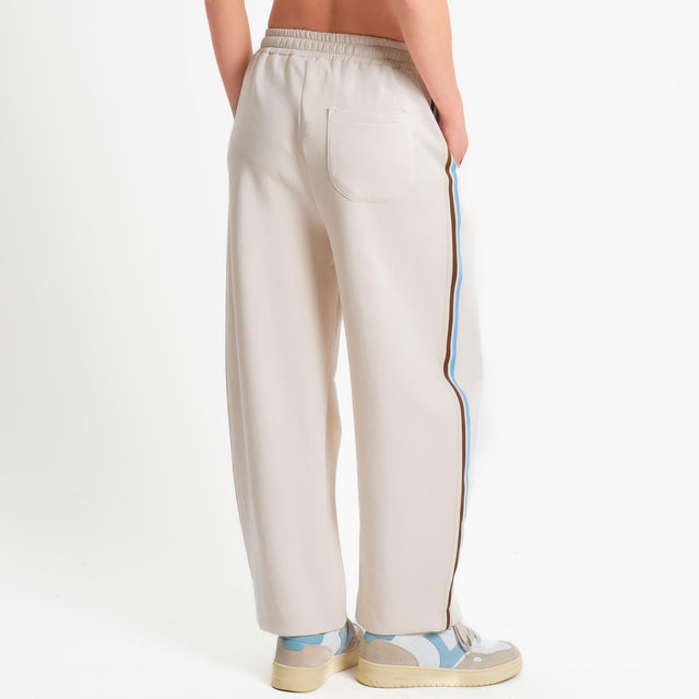 Tensione in-Pantalone barrel bande laterali - avorio