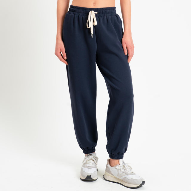 Tensione in-Pantalone in felpa con coulisse - blu