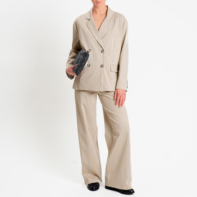 Tensione in-Pantalone gessato wide leg - mastice