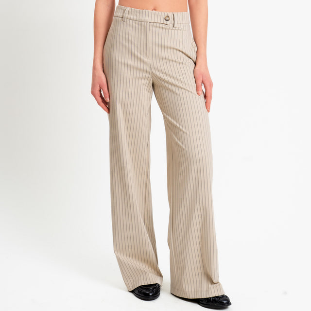 Tensione in-Pantalone gessato wide leg - mastice