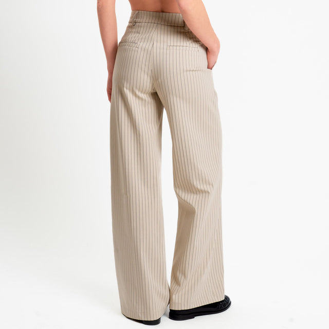 Tensione in-Pantalone gessato wide leg - mastice