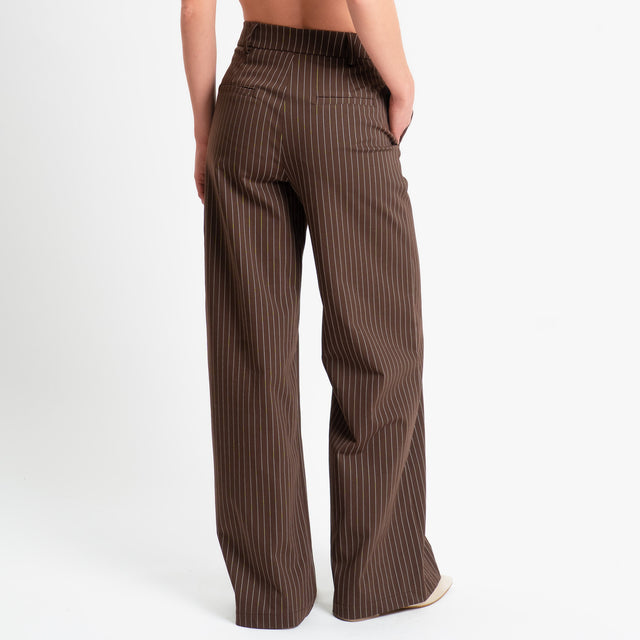 Tensione in-Pantalone gessato wide leg - moro