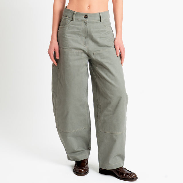 Tensione in-Pantalone carpenter relaxed fit cuciture a contrasto - salvia