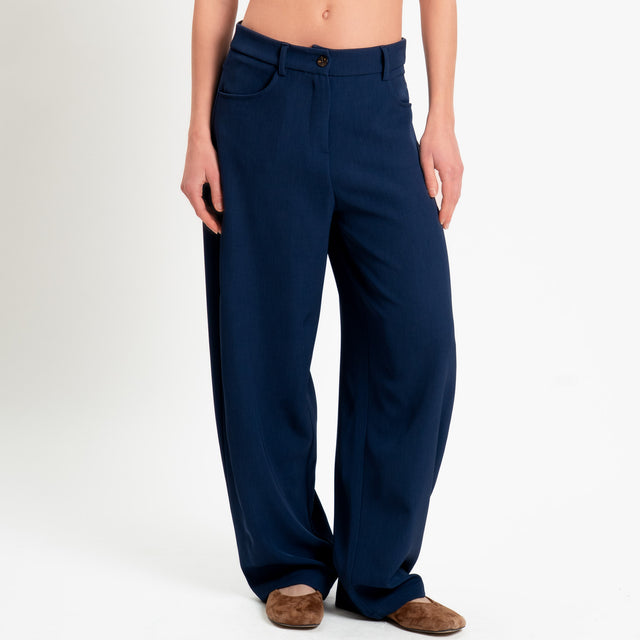 Tensione in-Pantalone wide leg tessuto fluido - blu