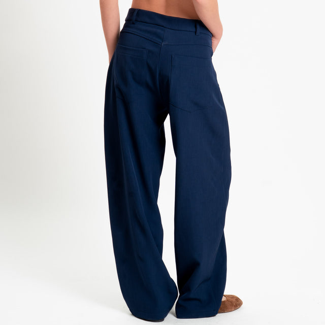 Tensione in-Pantalone wide leg tessuto fluido - blu