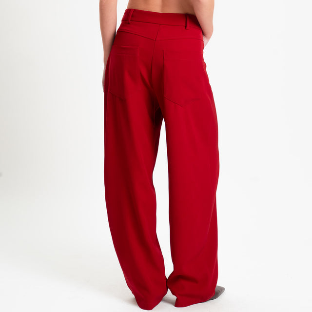 Tensione in-Pantalone wide leg tessuto fluido - rosso