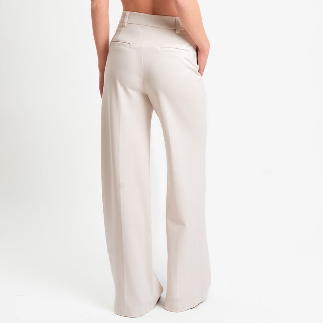 Tensione in-Pantalone punto milano wide leg fit - gesso