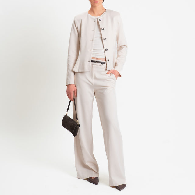 Tensione in-Pantalone punto milano wide leg fit - gesso