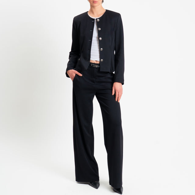 Tensione in-Pantalone punto milano wide leg fit - nero