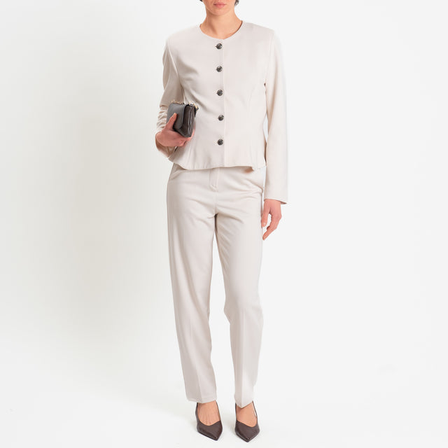 Tensione in-Pantalone punto milano elastico dietro - gesso