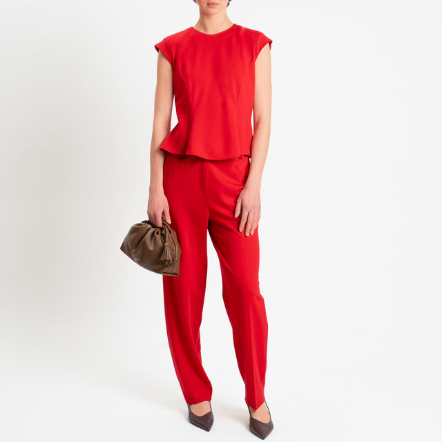 Tensione in-Pantalone punto milano elastico dietro - rosso