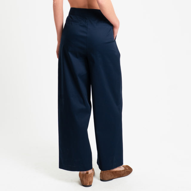 Tensione in-Pantalone in cotone con pinces - blu