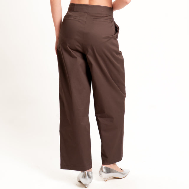 Tensione in-Pantalone in cotone con pinces - moro