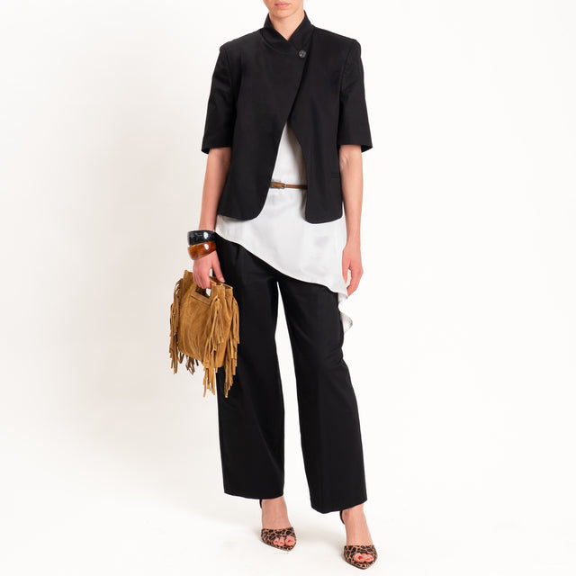 Tensione in-Pantalone in cotone con pinces - nero