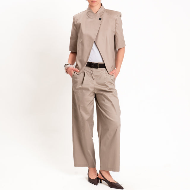 Tensione in-Pantalone in cotone con pinces - beige
