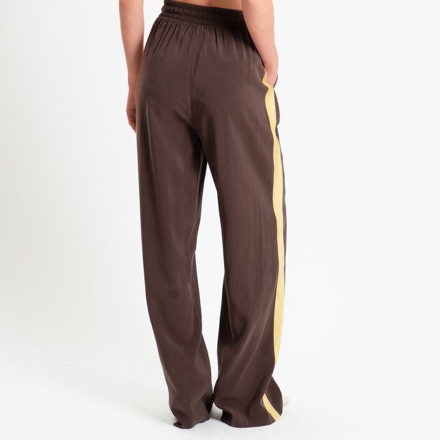 Tensione in-Pantalone cupro bande laterali - moro/giallo