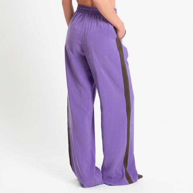 Tensione in-Pantalone cupro bande laterali - viola/moro