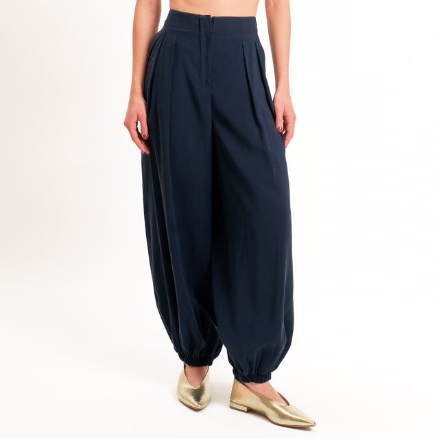 Tensione in-Pantalone balloon tessuto cupro - blu