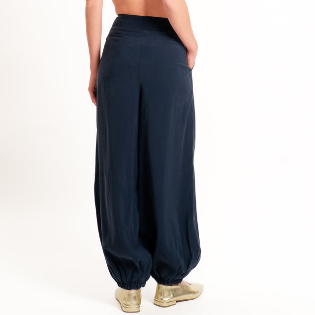 Tensione in-Pantalone balloon tessuto cupro - blu