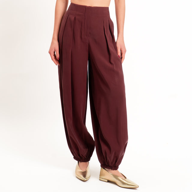 Tensione in-Pantalone balloon tessuto cupro - Bordeaux