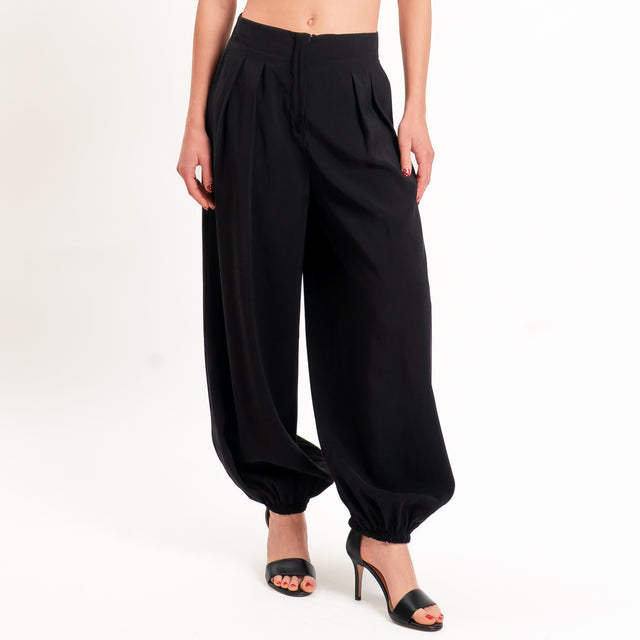 Tensione in-Pantalone balloon tessuto cupro - nero