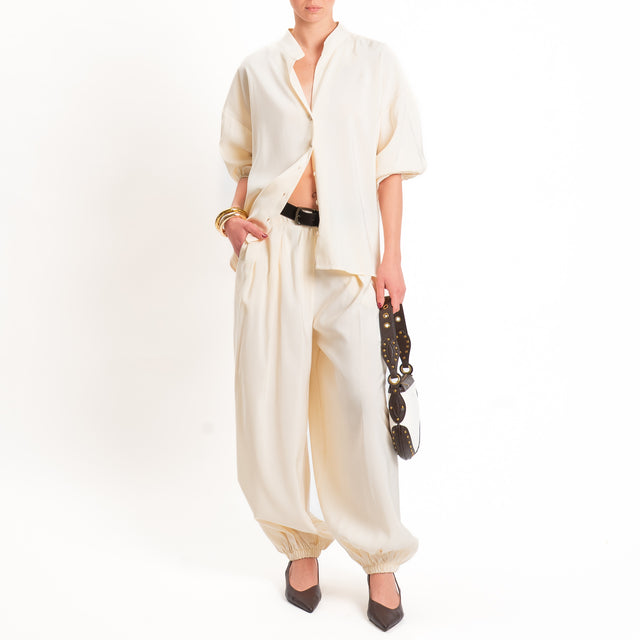 Tensione in-Pantalone balloon tessuto cupro - vaniglia