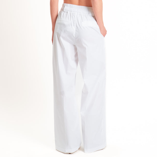 Tensione in-Pantalone popeline wide leg - bianco
