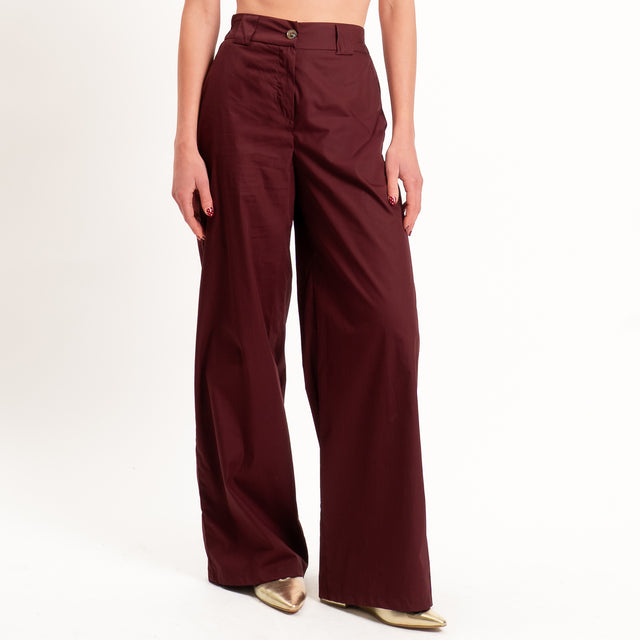 Tensione in-Pantalone popeline wide leg - Bordeaux