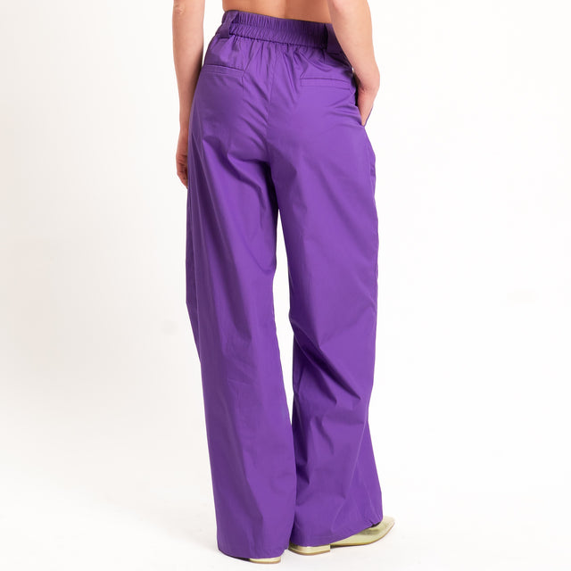 Tensione in-Pantalone popeline wide leg - viola