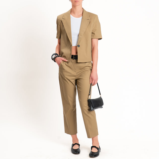 Tensione in-Pantalone straight fit in cotone - camel