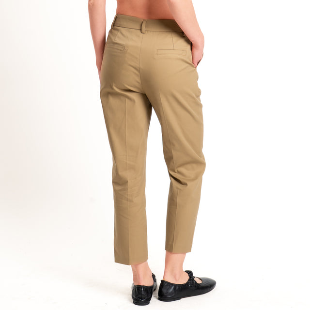 Tensione in-Pantalone straight fit in cotone - camel