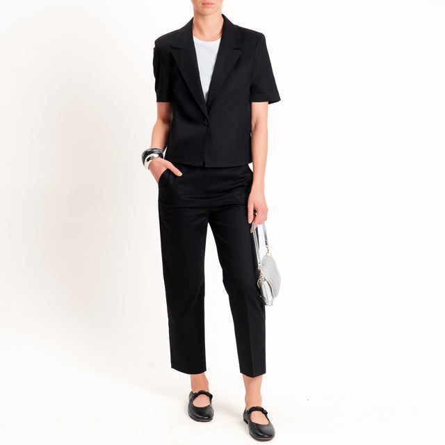 Tensione in-Pantalone straight fit in cotone - nero