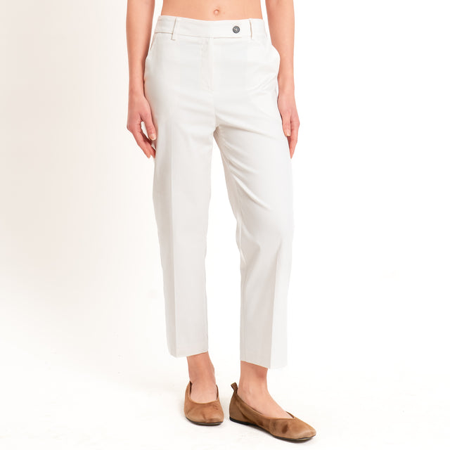 Tensione in-Pantalone straight fit in cotone - vaniglia