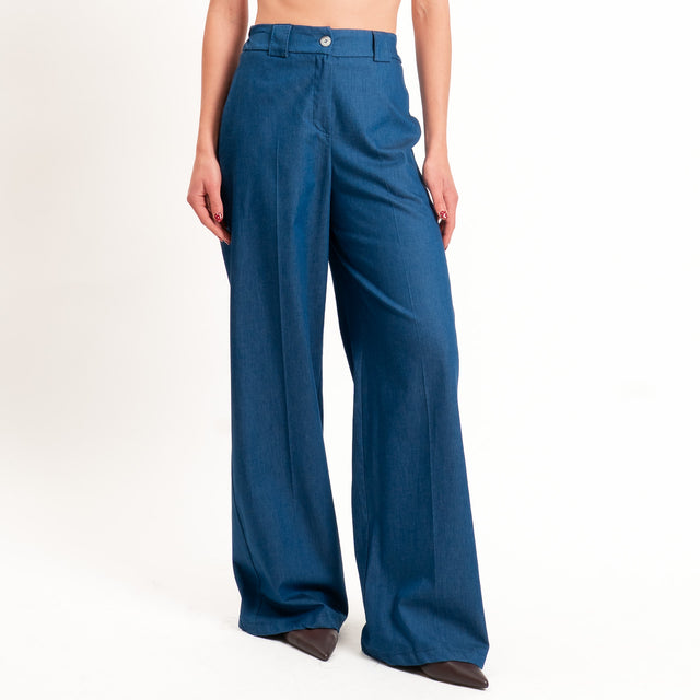 Tensione in-Pantalone chambray elastico dietro - denim