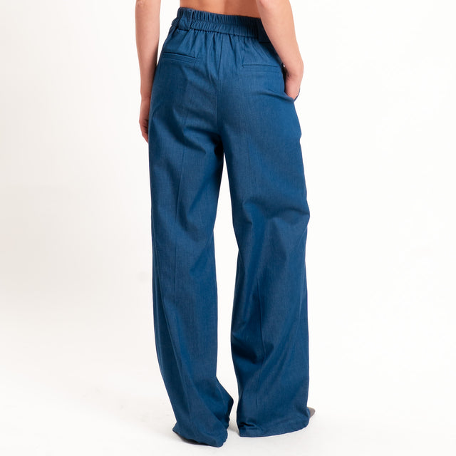 Tensione in-Pantalone chambray elastico dietro - denim
