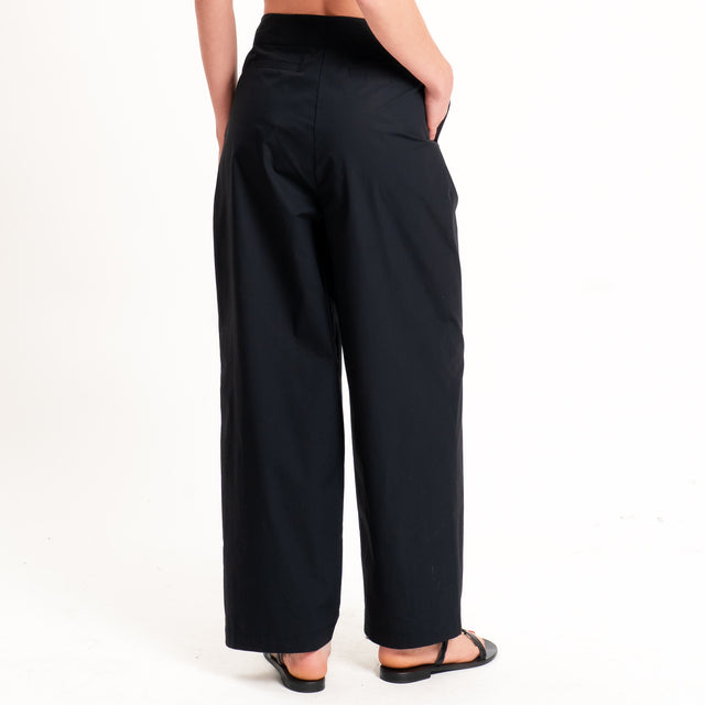 Tensione in-Pantalone cotone leggero elasticizzato - nero