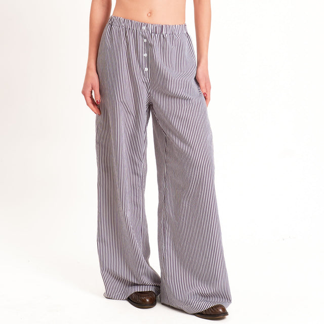 Tensione in-Pantalone a righe wide leg con bottoni - Bordeaux