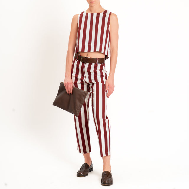 Tensione in-Pantalone straight a righe - bordeaux/latte